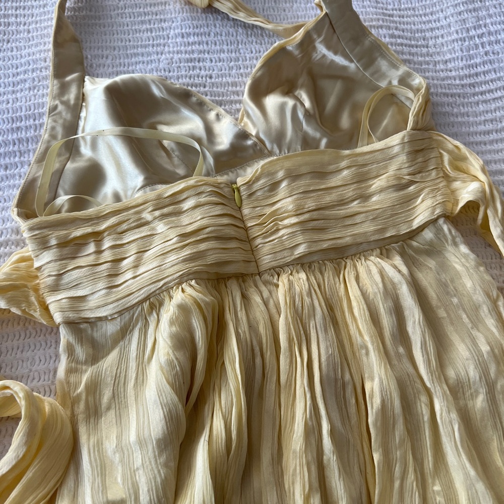 BCBGMaxAzria Yellow Lime Silk Dress - Size 6 - Picture 4 of 7